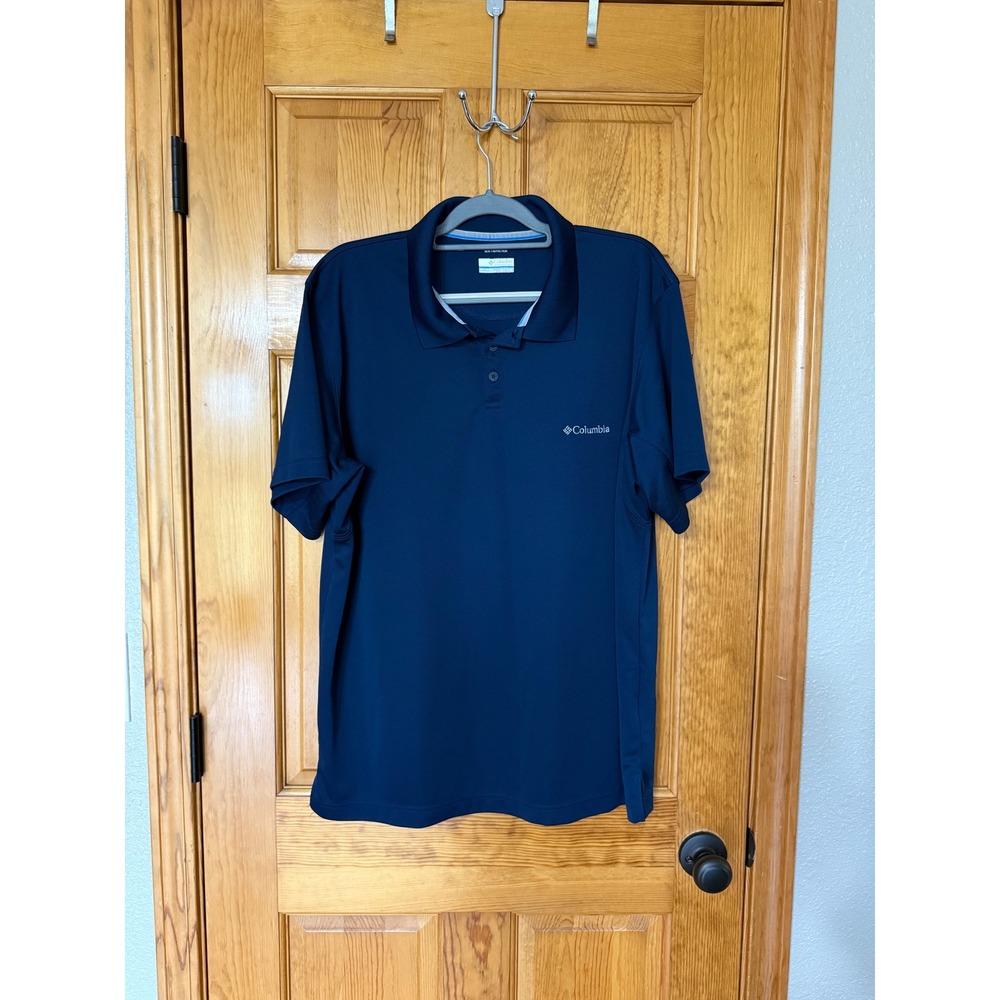 Columbia Mens XXL Omni Shade Polo Shirt Navy Blue Short Sleeve